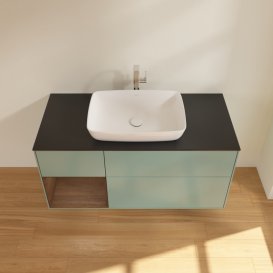 Тумба під раковину Villeroy & Boch Finion 120х50,1 см із підсвічуванням МДФ оливковий матовий лак/скло чорне матове G822GNGM