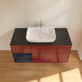 Тумба під раковину Villeroy & Boch Finion 120х50,1 см із підсвічуванням МДФ півонія матовий лак/скло чорне матове G822HGHB