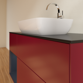 Тумба під раковину Villeroy & Boch Finion 120х50,1 см із підсвічуванням МДФ півонія матовий лак/скло чорне матове G822HGHB