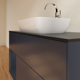 Тумба під раковину Villeroy & Boch Finion 120х50,1 см із підсвічуванням МДФ темно-синій матовий лак/скло чорне матове G822HGHG