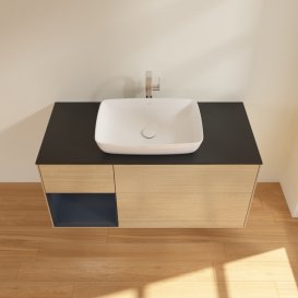 Тумба под раковину Villeroy & Boch Finion 120х50,1 см с подсветкой МДФ шпон дуба/стекло черное матовое G822HGPC