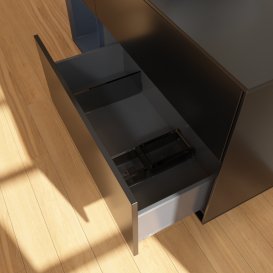 Тумба под раковину Villeroy & Boch Finion 120х50,1 см с подсветкой МДФ черный матовый лак/стекло черное матовое G822HGPD