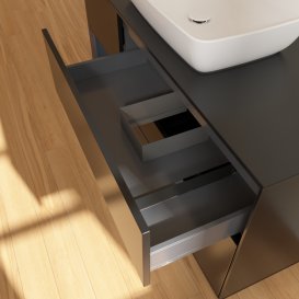 Тумба под раковину Villeroy & Boch Finion 120х50,1 см с подсветкой МДФ черный матовый лак/стекло черное матовое G822HGPD