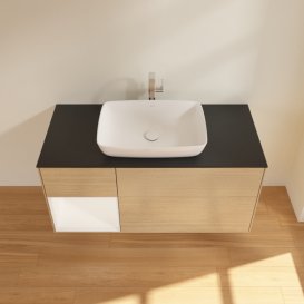 Тумба под раковину Villeroy & Boch Finion 120х50,1 см с подсветкой МДФ шпон дуба/стекло черное матовое G822MTPC