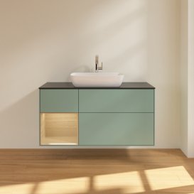 Тумба под раковину Villeroy & Boch Finion 120х50,1 см с подсветкой МДФ оливковый матовый лак/стекло черное матовое G822PCGM