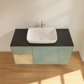 Тумба под раковину Villeroy & Boch Finion 120х50,1 см с подсветкой МДФ оливковый матовый лак/стекло черное матовое G822PCGM