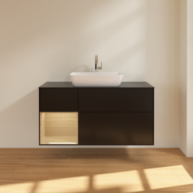 Тумба під раковину Villeroy & Boch Finion 120х50,1 см із підсвічуванням МДФ чорний матовий лак/скло чорне матове G822PCPD