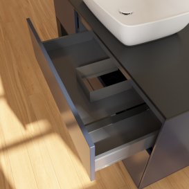 Тумба під раковину Villeroy & Boch Finion 120х50,1 см із підсвічуванням МДФ темно-синій матовий лак/скло чорне матове G822PDHG