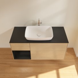 Тумба под раковину Villeroy & Boch Finion 120х50,1 см с подсветкой МДФ шпон дуба/стекло черное матовое G822PDPC