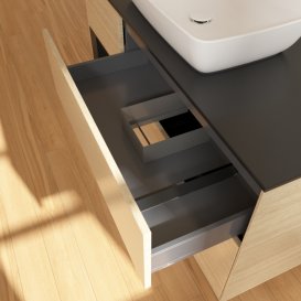 Тумба под раковину Villeroy & Boch Finion 120х50,1 см с подсветкой МДФ шпон дуба/стекло черное матовое G822PDPC