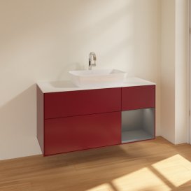 Тумба под раковину Villeroy & Boch Finion 120х50,1 см с подсветкой МДФ пион матовый лак/стекло белое матовое F831GKHB