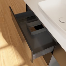 Тумба под раковину Villeroy & Boch Finion 120х50,1 см с подсветкой МДФ черный матовый лак/стекло белое матовое F831GKPD