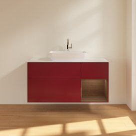 Тумба під раковину Villeroy & Boch Finion 120х50,1 см із підсвічуванням МДФ півонія матовий лак/скло біле матове F831GNHB