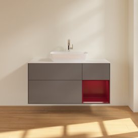 Тумба под раковину Villeroy & Boch Finion 120х50,1 см с подсветкой МДФ антрацит матовый лак/стекло белое матовое F831HBGK