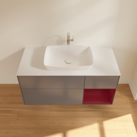 Тумба под раковину Villeroy & Boch Finion 120х50,1 см с подсветкой МДФ антрацит матовый лак/стекло белое матовое F831HBGK