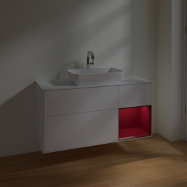 Тумба под раковину Villeroy & Boch Finion 120х50,1 см с подсветкой МДФ белый матовый лак/стекло белое матовое F831HBMT