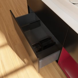 Тумба под раковину Villeroy & Boch Finion 120х50,1 см с подсветкой МДФ черный матовый лак/стекло белое матовое F831HBPD