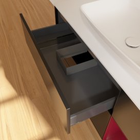 Тумба под раковину Villeroy & Boch Finion 120х50,1 см с подсветкой МДФ черный матовый лак/стекло белое матовое F831HBPD