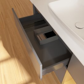 Тумба под раковину Villeroy & Boch Finion 120х50,1 см с подсветкой МДФ антрацит матовый лак/стекло белое матовое F831HFGK