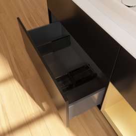 Тумба под раковину Villeroy & Boch Finion 120х50,1 см с подсветкой МДФ черный матовый лак/стекло белое матовое F831HFPD