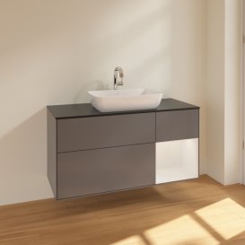 Тумба под раковину Villeroy & Boch Finion 120х50,1 см с подсветкой МДФ антрацит матовый лак/стекло черное матовое F832GFGK