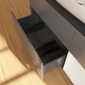 Тумба под раковину Villeroy & Boch Finion 120х50,1 см с подсветкой МДФ антрацит матовый лак/стекло черное матовое F832GFGK