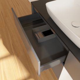 Тумба под раковину Villeroy & Boch Finion 120х50,1 см с подсветкой МДФ антрацит матовый лак/стекло черное матовое F832GFGK