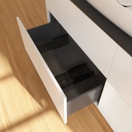 Тумба под раковину Villeroy & Boch Finion 120х50,1 см с подсветкой МДФ белый матовый лак/стекло черное матовое F832GFMT