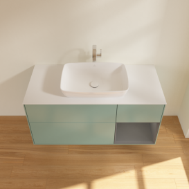 Тумба под раковину Villeroy & Boch Finion 120х50,1 см с подсветкой МДФ оливковый матовый лак/стекло белое матовое F831GKGM