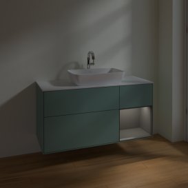 Тумба под раковину Villeroy & Boch Finion 120х50,1 см с подсветкой МДФ оливковый матовый лак/стекло белое матовое F831GKGM