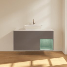 Тумба под раковину Villeroy & Boch Finion 120х50,1 см с подсветкой МДФ антрацит матовый лак/стекло белое матовое F831GMGK