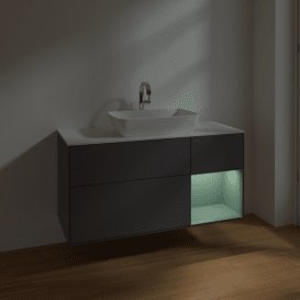 Тумба под раковину Villeroy & Boch Finion 120х50,1 см с подсветкой МДФ антрацит матовый лак/стекло белое матовое F831GMGK