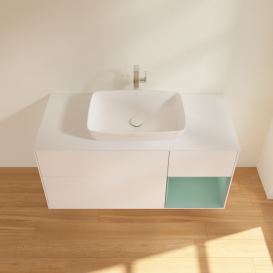 Тумба під раковину Villeroy & Boch Finion 120х50,1 см із підсвічуванням МДФ білий матовий лак/скло біле матове F831GMMT