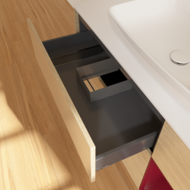 Тумба под раковину Villeroy & Boch Finion 120х50,1 см с подсветкой МДФ шпон дуба/стекло белое матовое F831HBPC