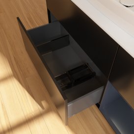 Тумба под раковину Villeroy & Boch Finion 120х50,1 см с подсветкой МДФ черный матовый лак/стекло белое матовое F831HGPD