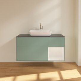 Тумба під раковину Villeroy & Boch Finion 120х50,1 см із підсвічуванням МДФ оливковий матовий лак/скло чорне матове F832GFGM