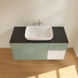 Тумба під раковину Villeroy & Boch Finion 120х50,1 см із підсвічуванням МДФ оливковий матовий лак/скло чорне матове F832GFGM