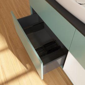 Тумба під раковину Villeroy & Boch Finion 120х50,1 см із підсвічуванням МДФ оливковий матовий лак/скло чорне матове F832GFGM