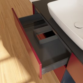 Тумба под раковину Villeroy & Boch Finion 120х50,1 см с подсветкой МДФ пион матовый лак/стекло черное матовое F832HGHB