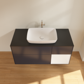 Тумба під раковину Villeroy & Boch Finion 120х50,1 см із підсвічуванням МДФ темно-синій матовий лак/скло чорне матове F832MTHG