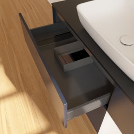 Тумба під раковину Villeroy & Boch Finion 120х50,1 см із підсвічуванням МДФ темно-синій матовий лак/скло чорне матове F832MTHG