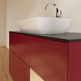 Тумба под раковину Villeroy & Boch Finion 120х50,1 см с подсветкой МДФ пион матовый лак/стекло черное матовое F832PCHB
