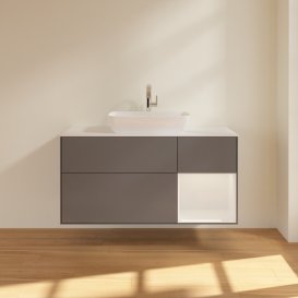 Тумба під раковину Villeroy & Boch Finion 120х50,1 см із підсвічуванням МДФ антрацит матовий лак/скло біле матове G831GFGK