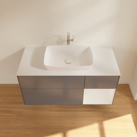 Тумба під раковину Villeroy & Boch Finion 120х50,1 см із підсвічуванням МДФ антрацит матовий лак/скло біле матове G831GFGK