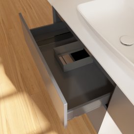 Тумба під раковину Villeroy & Boch Finion 120х50,1 см із підсвічуванням МДФ антрацит матовий лак/скло біле матове G831GFGK