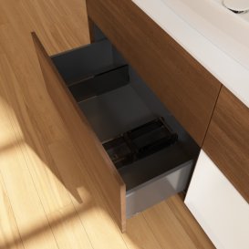 Тумба под раковину Villeroy & Boch Finion 120х50,1 см с подсветкой МДФ шпон грецкого ореха/стекло белое матовое G831GFGN