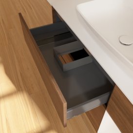 Тумба под раковину Villeroy & Boch Finion 120х50,1 см с подсветкой МДФ шпон грецкого ореха/стекло белое матовое G831GFGN