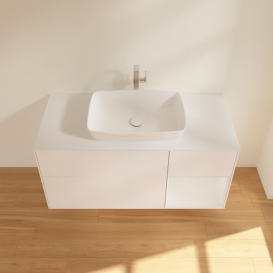 Тумба под раковину Villeroy & Boch Finion 120х50,1 см с подсветкой МДФ белый матовый лак/стекло белое матовое G831GFMT