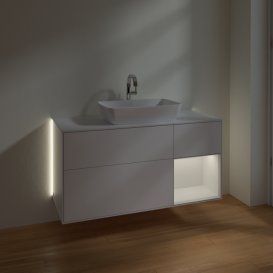 Тумба под раковину Villeroy & Boch Finion 120х50,1 см с подсветкой МДФ белый матовый лак/стекло белое матовое G831GFMT