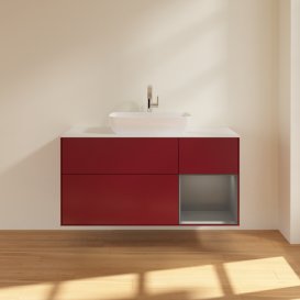 Тумба під раковину Villeroy & Boch Finion 120х50,1 см із підсвічуванням МДФ півонія матовий лак/скло біле матове G831GKHB